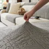 Geometric Lines Jacquard Stretchy Polar Fleece Sofa Cover for Living Room Couch Seat Slipcover Anti-Scratch Furniture Protector 2