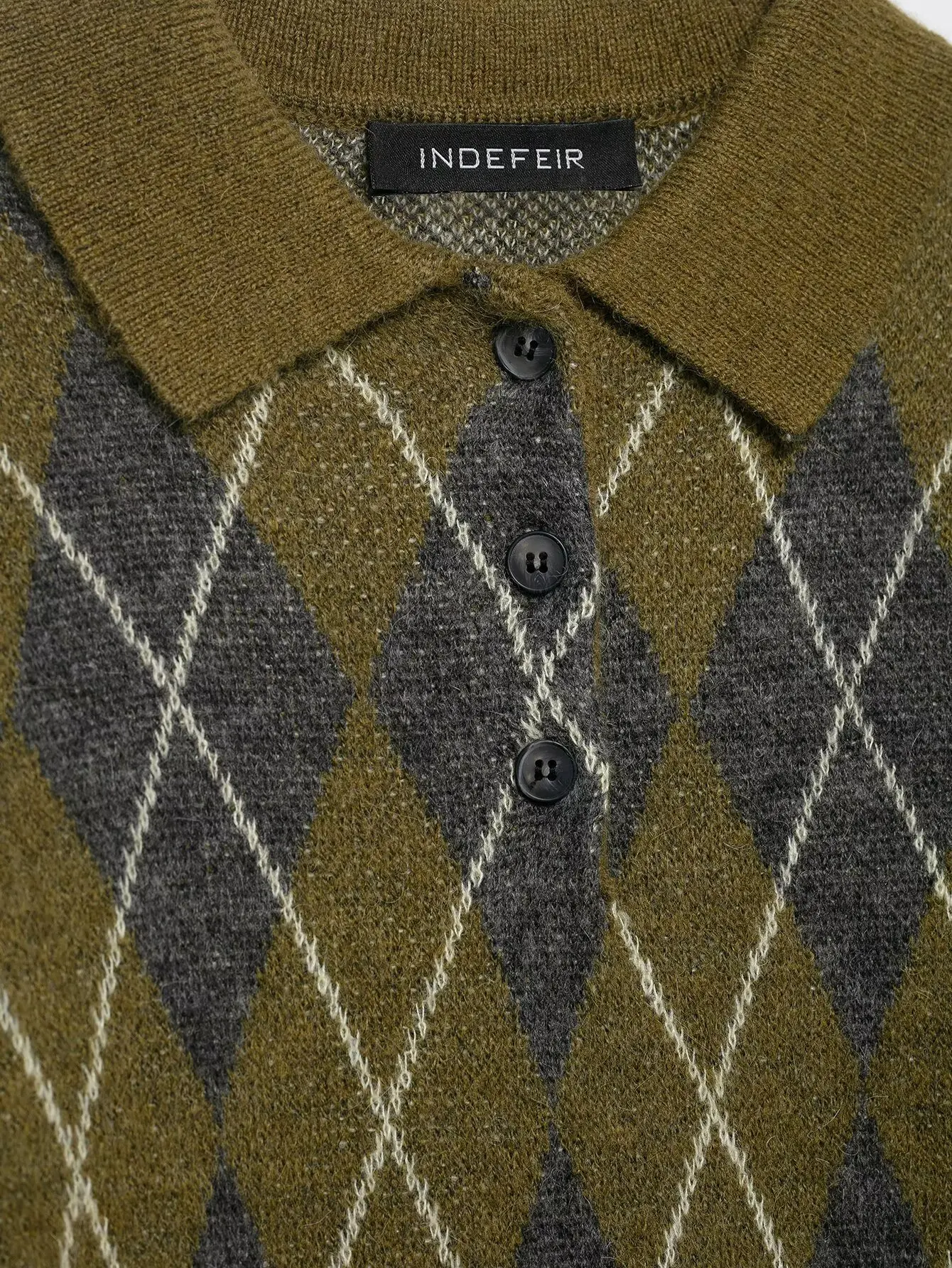 Women Knitted Pullover Autumn Winter New Female Vintage Argyle Long Sleeve Polo Collar Knit Sweater Casual Fashion Versatile Top