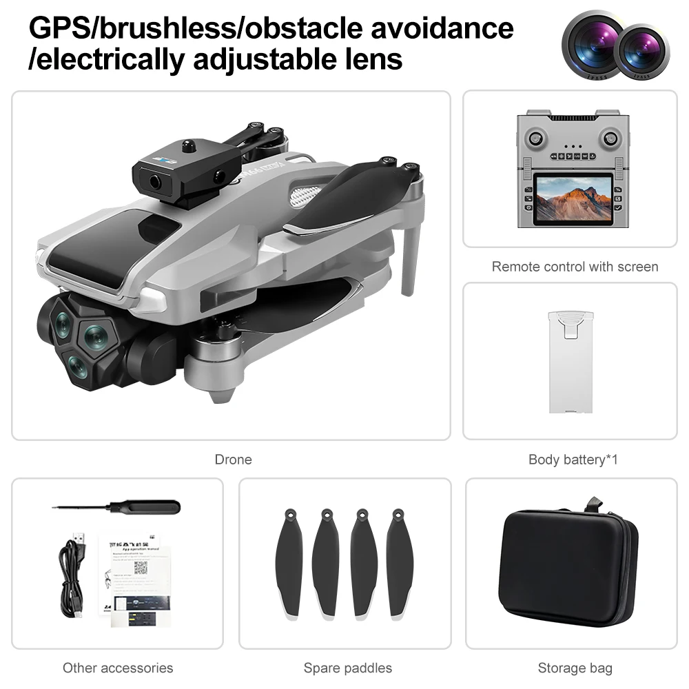 G66 New GPS Folding Drone 4,5" Screen 25 Min Battery 8K Movie Camera Optical Flow Position Aircraft Obstacle Avoidance Brushless