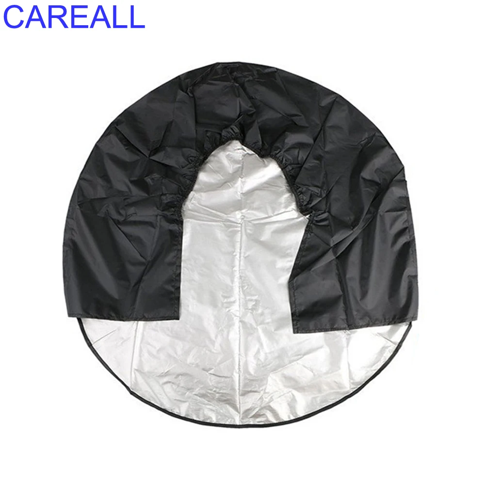 CAREALL 25inch Waterproof Car Tire Cover Storage Bag 420D Oxford Cloth RV Wheel Protector Black Dust-proof Tyre Gard