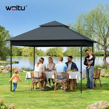 WOLTU Gazebo pieghevole da 3x3 m Tenda da giardino per esterni con zanzariera Tenda da festa regolabile in altezza Protezione UV con borsa per il trasporto 1