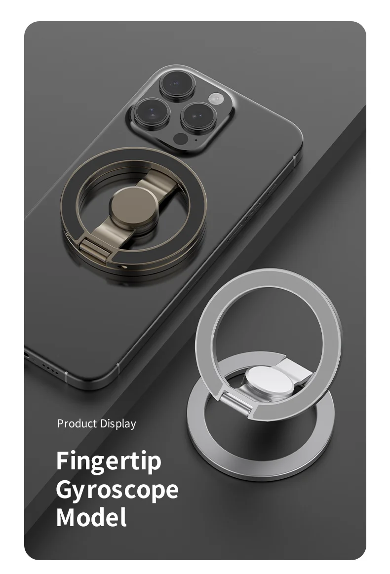 MagSafe-kompatibler magnetischer Handy-Ringhalter, Fidget Spinner, faltbarer Dual-Ring-Desktop-Handyständer für iPhone 12-17 Samsung – Detail 18