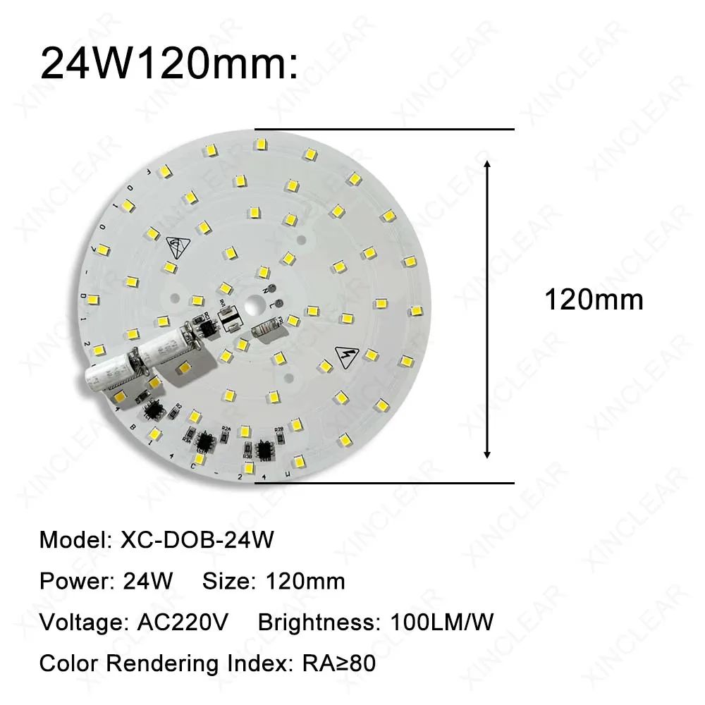 Placa de luz LED de 3 a 24 W, fuente de luz descendente con bombilla de CA de 220 V sin controlador, blanca cálida, accesorio de placa de lámpara de reequipamiento DIY