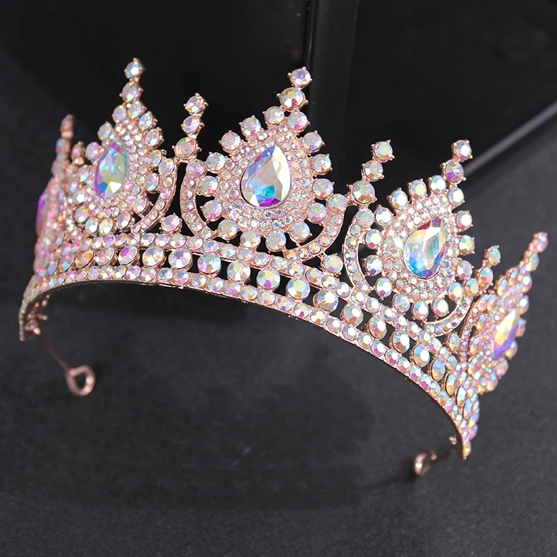 Barock Luxus AB Farbe Kristall Braut Crown Tiaras Strass Pageant Diadem  Schleier Tiara Braut Stirnband Hochzeit Haar Zubehör