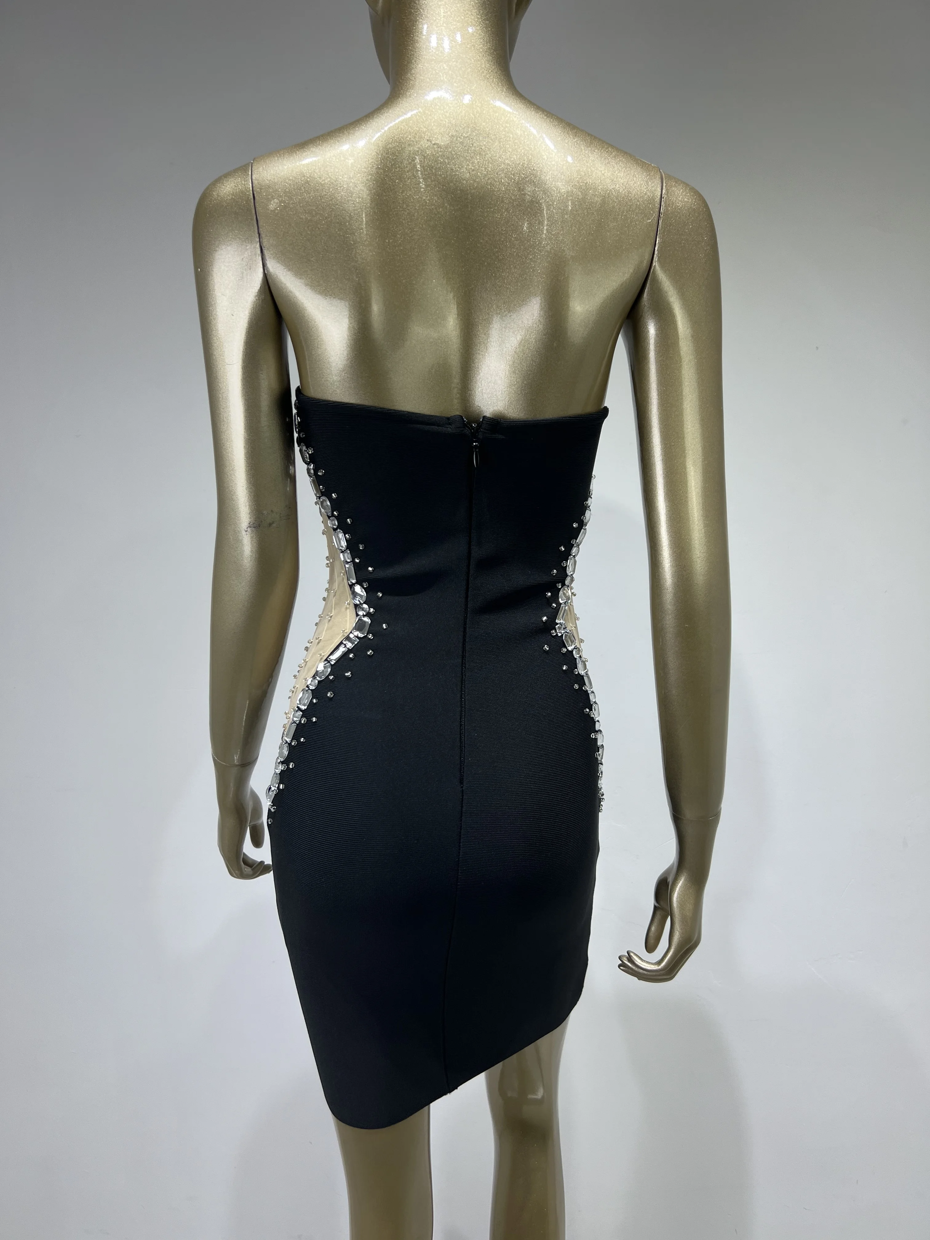 black studded bodycon dress Punk Off-the-Shoulder Bodycon Dress with Metal Eyelets main image 1