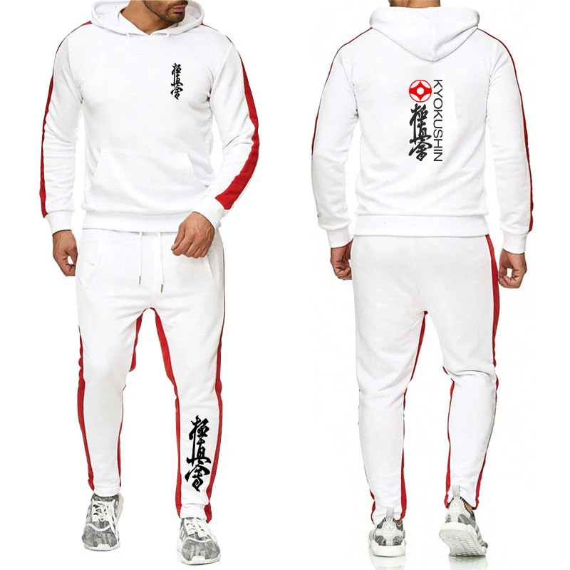 2024 Classic Mens Kyokushin Karate Solid Color Tracksuit Hooded Sweatshirts Pants High Quality Casual Sports Hoodie Jogging Suit 5