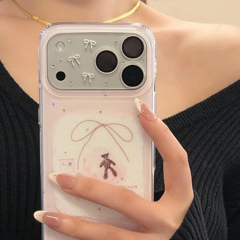 Custodia Protettiva per Fotocamera in Vetro con Fiocco Diamantato per iPhone 17 Pro Max 17Pro, Pellicola Protettiva Rigida o Morbida per Lenti, Cover Completa per iPhone 17 Pro - immagine 6