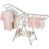 Foldable Clothes Drying Rack has 21 Rods, Non-Slip Buckle, Shoe Rack and Wheels ，Stainless Steel Laundry Drying Rack 1