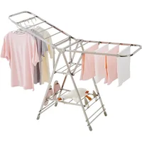 Foldable Clothes Drying Rack has 21 Rods, Non-Slip Buckle, Shoe Rack and Wheels ，Stainless Steel Laundry Drying Rack 1