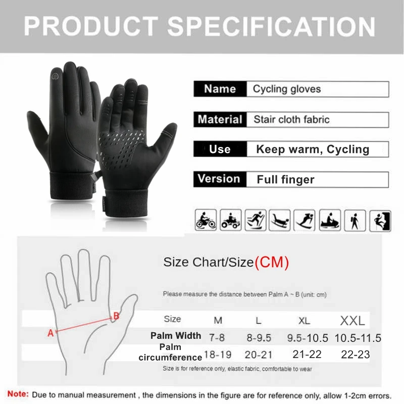 Waterproof Cycling Gloves Winter Touch Screen Bicycle Gloves Outdoor Scooter Windproof Riding Motorcycle Ski Warm Bike Gloves images - 6