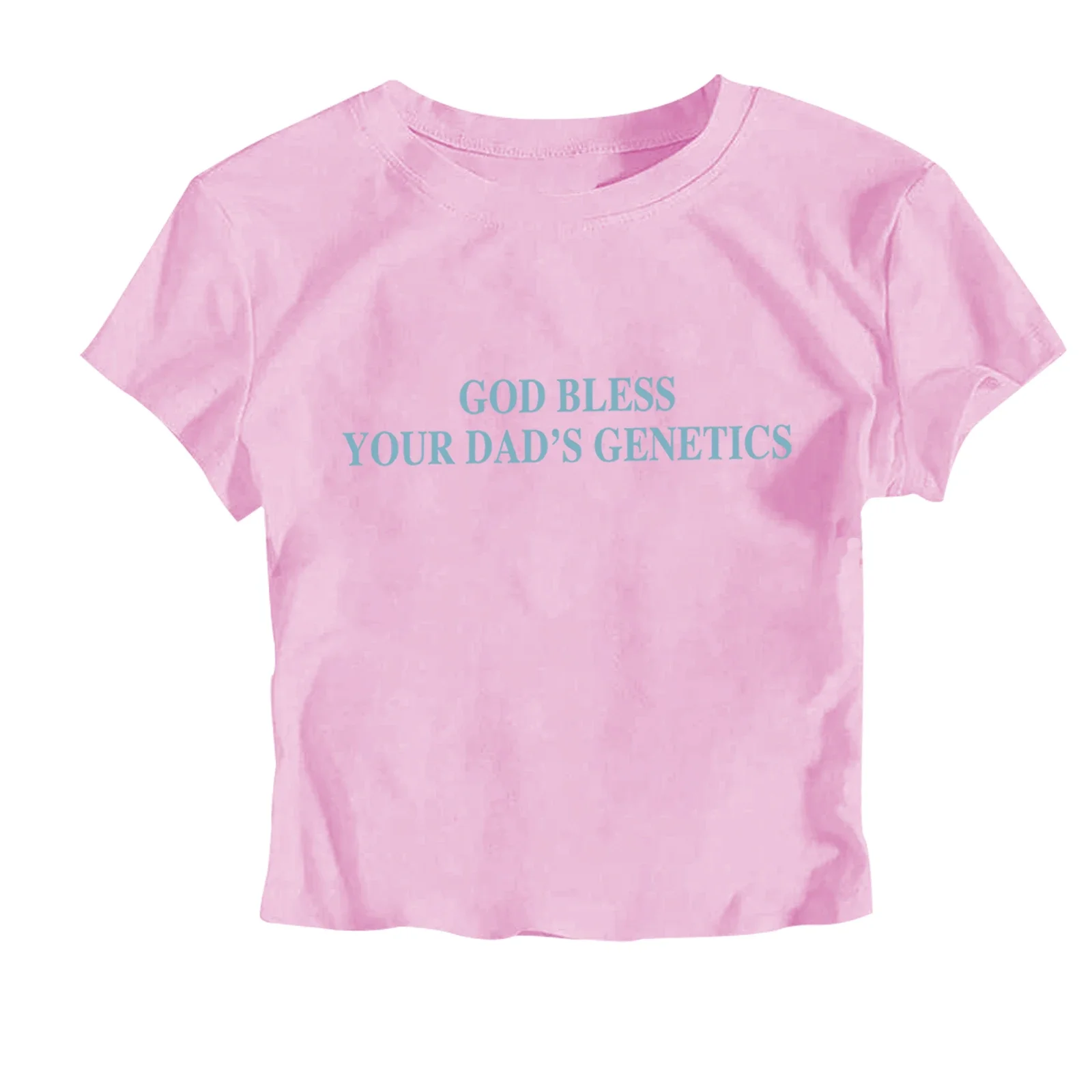 God Bless Your Dads Genetics Cute Baby Tee Sabrina Carpenter Women Cropped Fitted Shirt 3