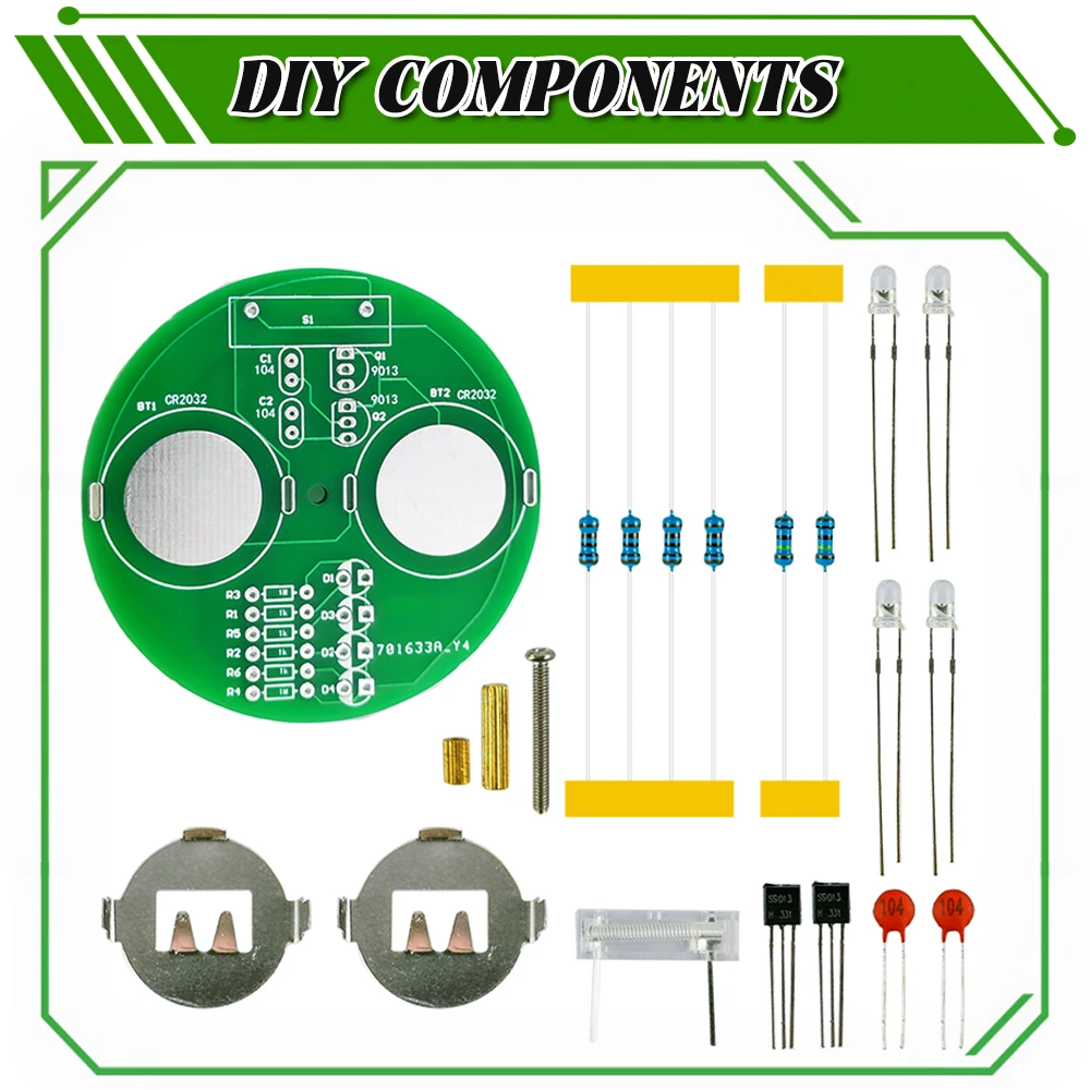 DIY LED Desktop Gyroskop Elektronische Kit Triode Vibration Schalter CR2032 Batterie Platine DIY Löten Kit DC6V Powered – Detail 6