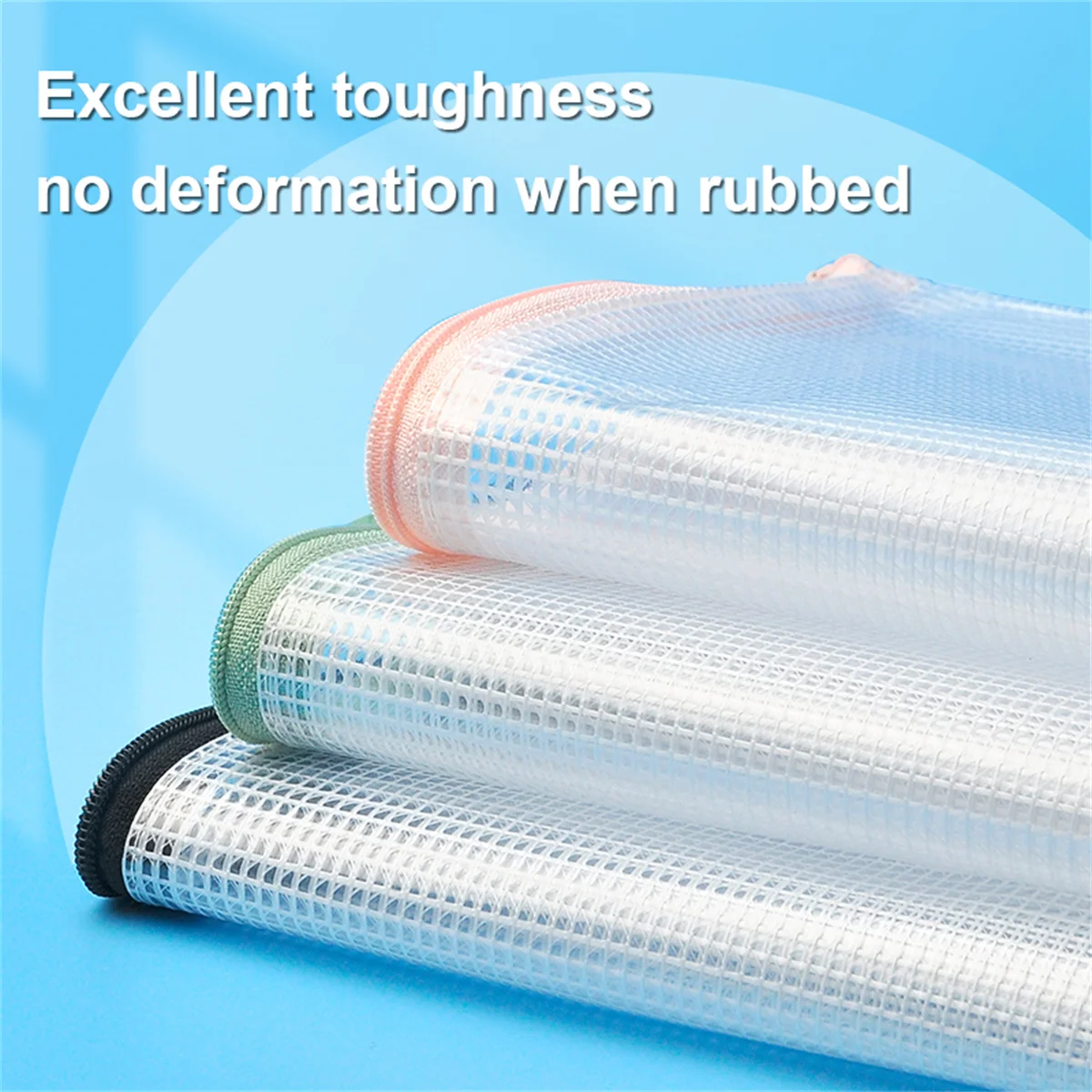 File Storage Bag 5pcs A4 Zippered Waterproof Transparent Study Storage File Data Bag-PE file storage bag