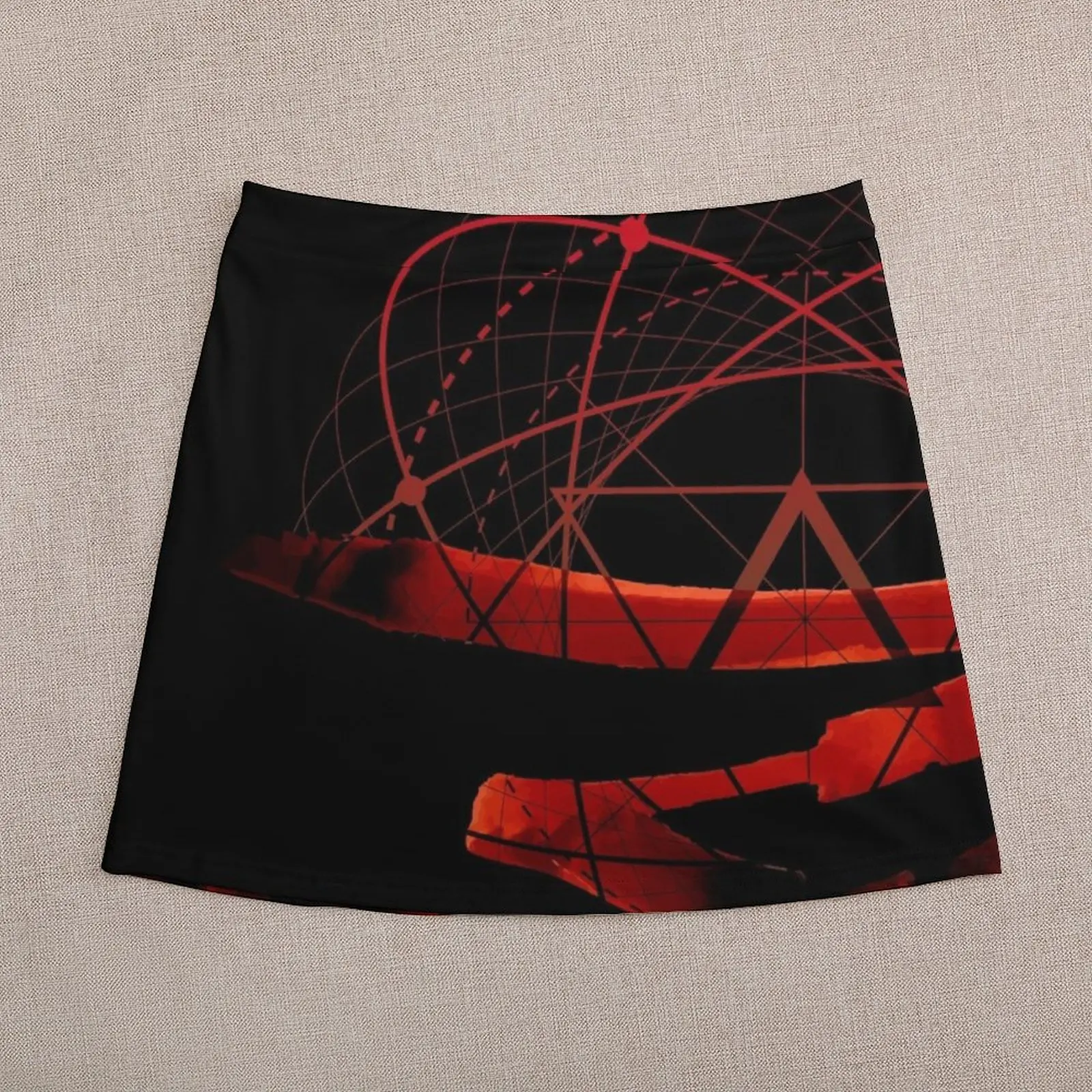 Deep Red Abstract Calligraphy Mini Skirt Female skirt skirt women