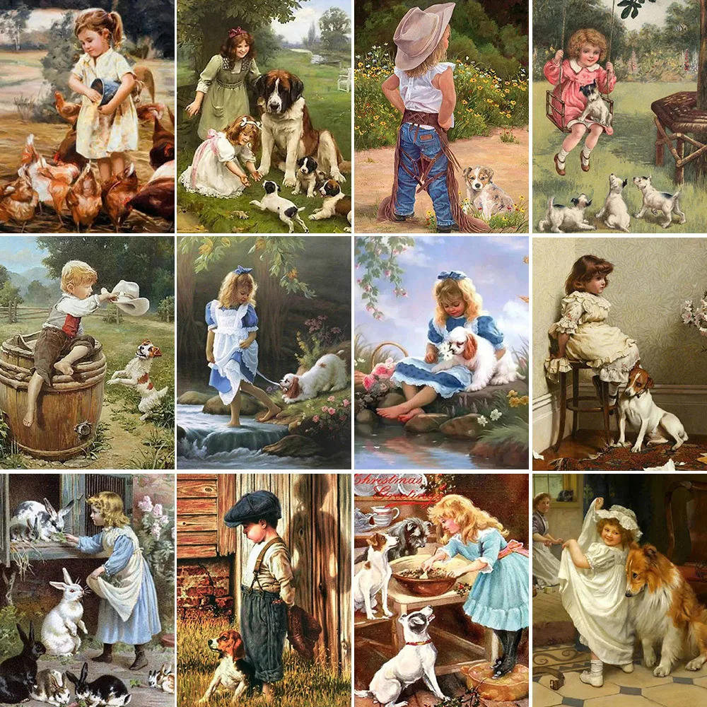 Cross Stitch DIY Embroidery Kit Knitting Handicraft Design Farm Kid Printed Canvas 11CT For Adults Gift cross stitch kit