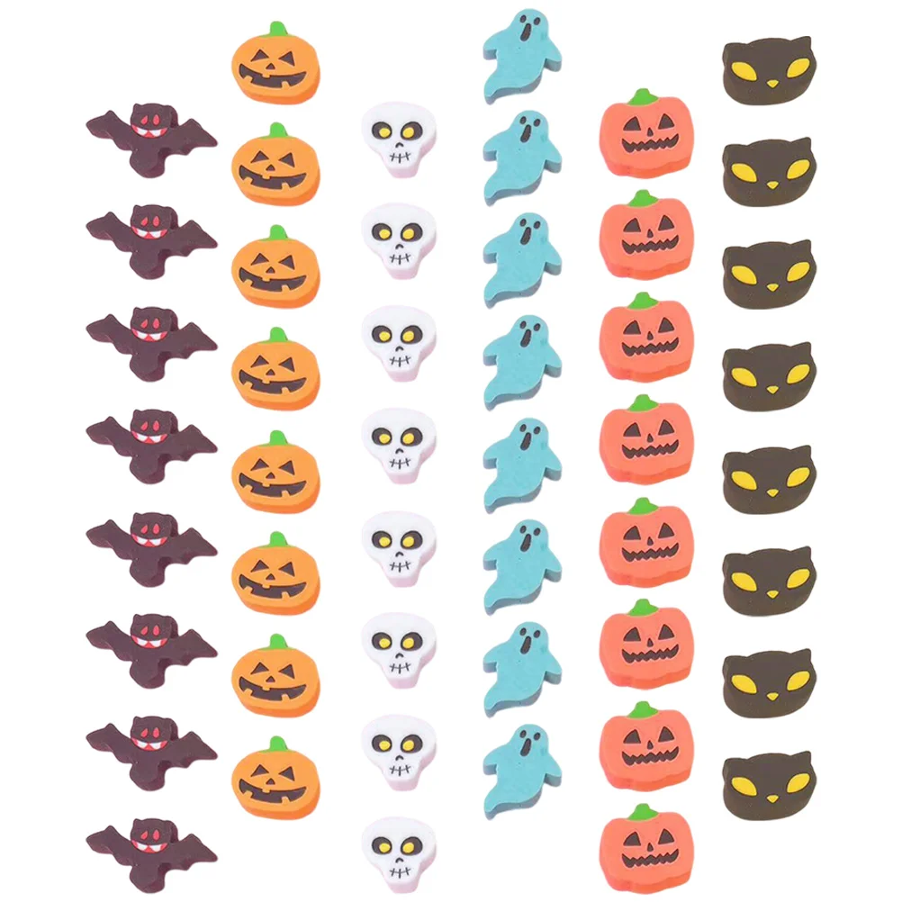 100Pcs Halloween Stationery Eraser Skull pumpkin eraser bat eraser Shape Drawing Supplies Halloween Party Favor Erasers Supplies