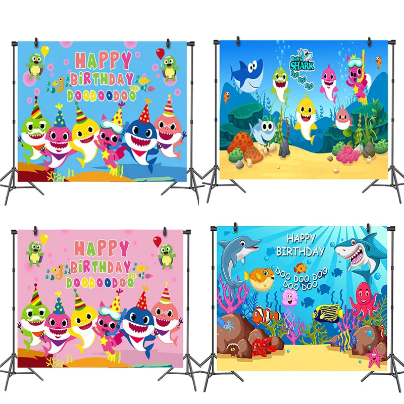 120x80 см Детский День Рождения мультфильм Акула фон подводный мир вечерние фоны