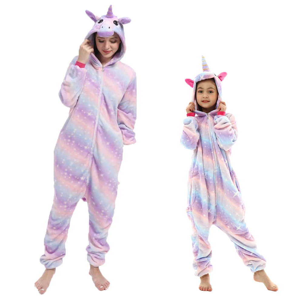 Kigurumi Animal Adult Dinosaur Unicorn Onesies Pajama Cosplay Costumes Kids Flannel Jumpsuit Christmas Gift Pajamas For Children