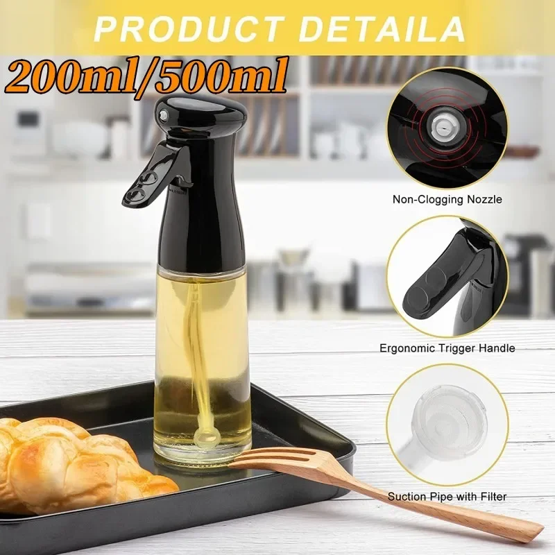 200/500ml Oil Spray Bottle Home Kitchen Cooking Oil Dispenser Fitness Fat Loss Camping BBQ Baking Vinegar Soy Sauce Sprayer oil sprayer