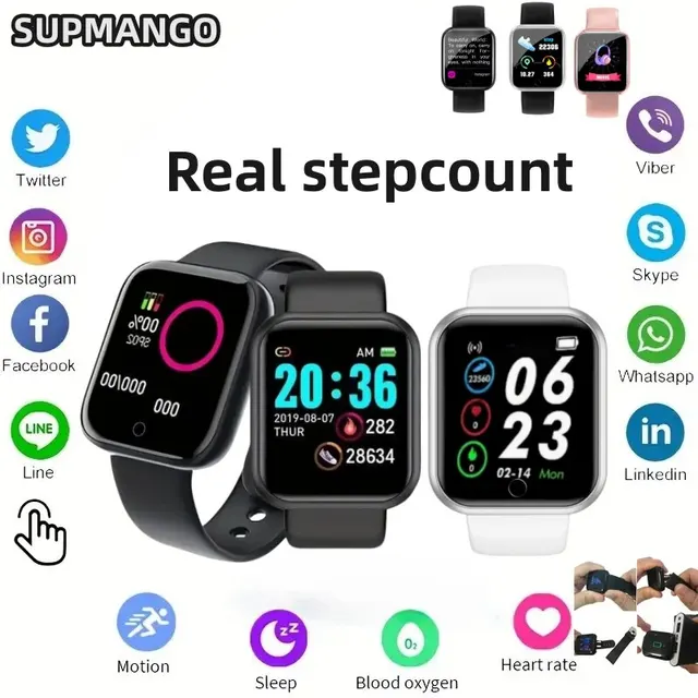 Y68 Real Step Count Fashion Smart Sports Watch Fitness Tracker orologio  sportivo Android IOS Smart Bracelet