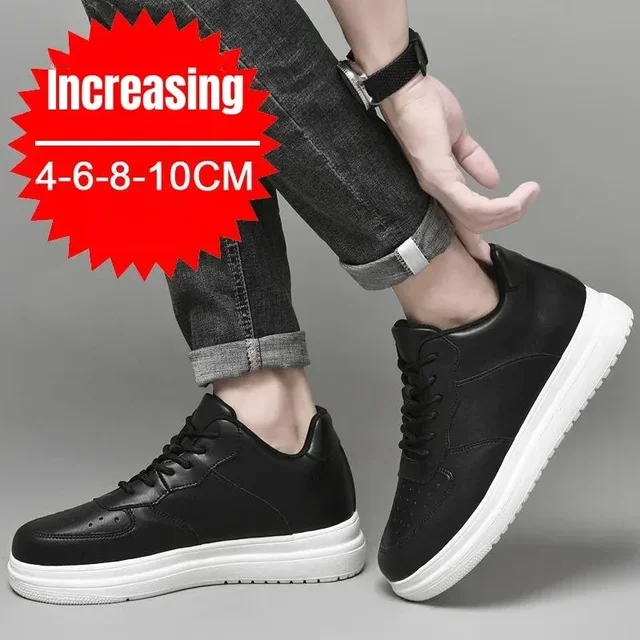 PDEP nouvelle hauteur augmentant chaussures pour hommes 10 cm Invisible ascenseur baskets blanc cuir Sport Zapatillas De Hombre grande taille 46 4