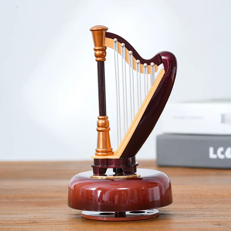 New Product Ideas Mini Wooden Violin Guita Shaped Music Box Rotating Instrument Music Box for Christmas Valentine's Days