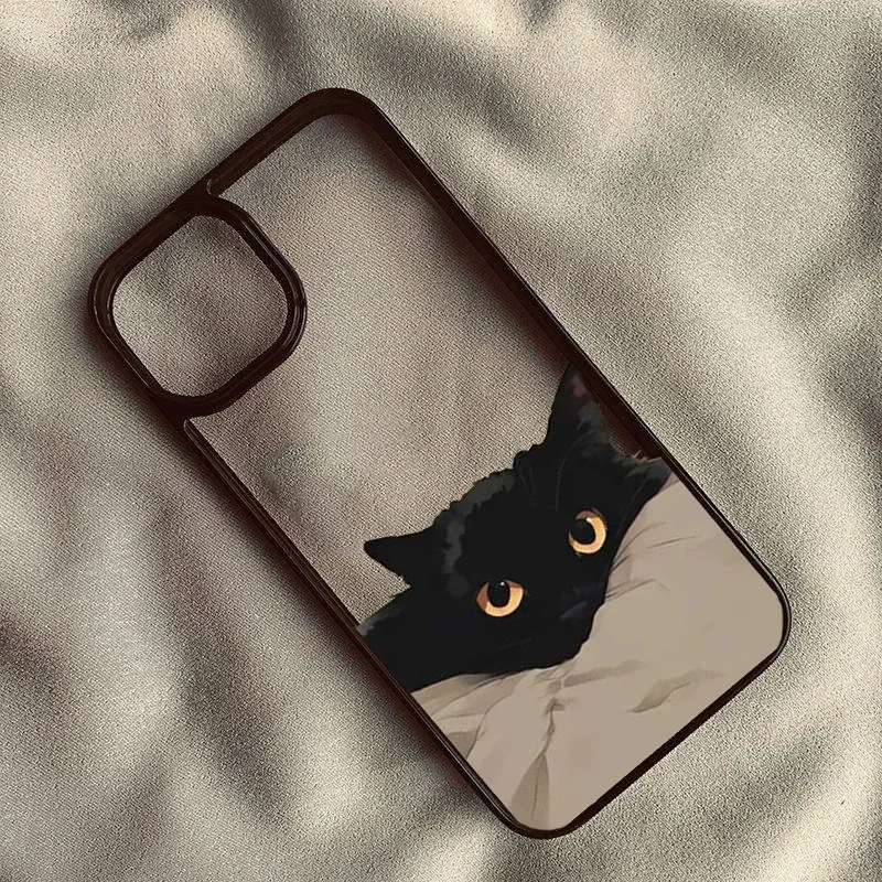 Charming Cartoon Black Cat Phone Case - Durable Hard PC Shell Cover