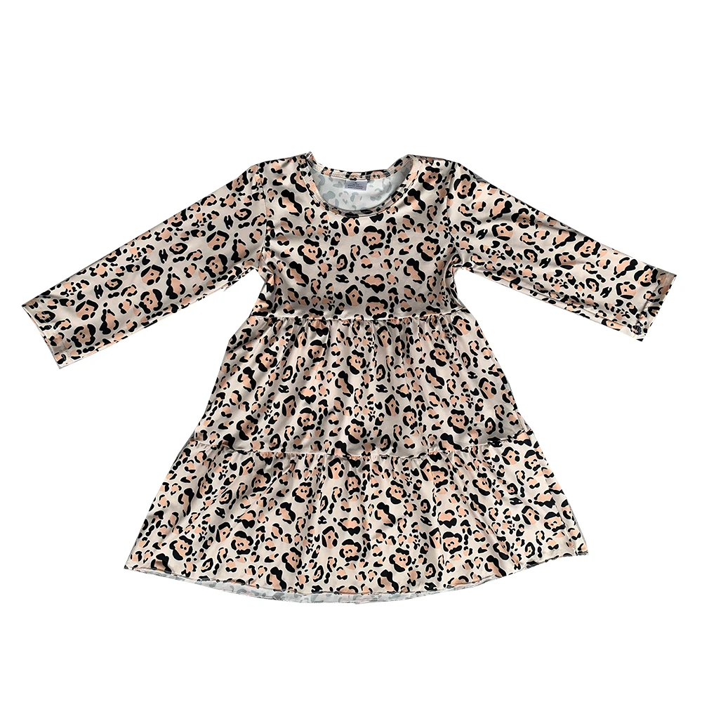 

Latest Trendy Girls Dresses Leopard Floral Print Boutique Baby Little Girls Dresses Kids Little Girls twirl Dresses