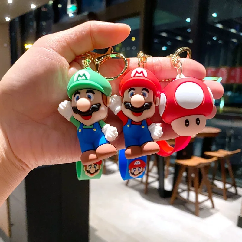 Chaveiro dos desenhos animados de Super Mario Bros, personagem do jogo,  bonecas do caráter do cogumelo, chaveiro bonito, saco do carro, coleção do  pendente, ornamentos da forma - AliExpress