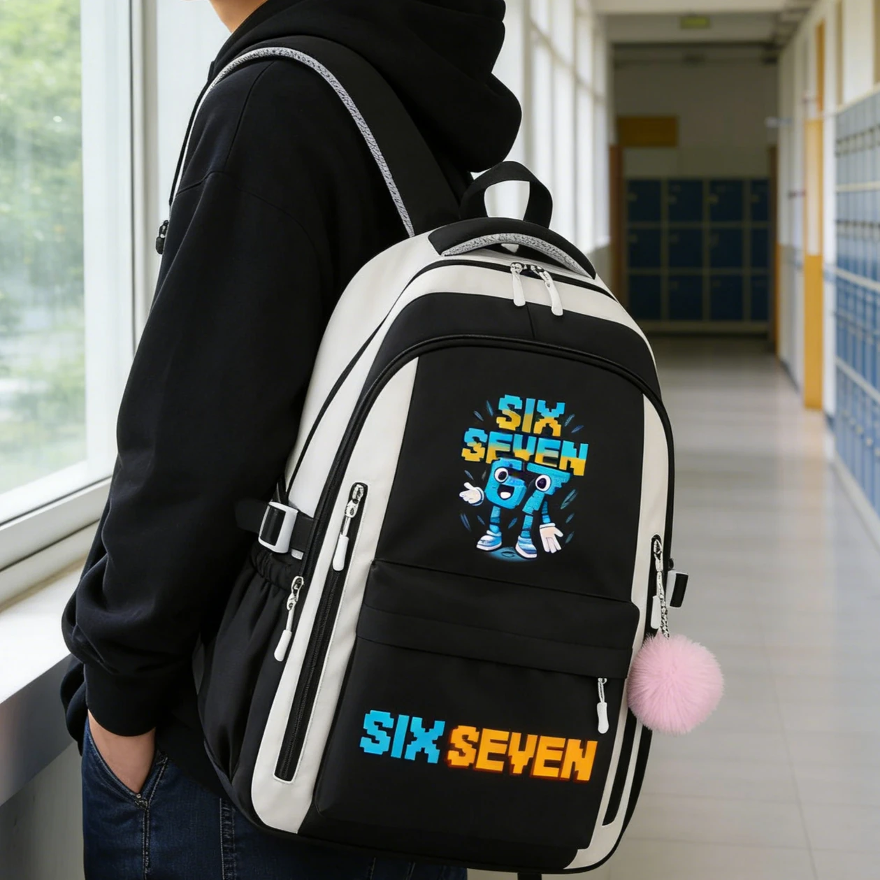 Sacs d'école pour adolescents Six Seven graphique italien Brainrot drôle sac d'université étanche Oxford grande capacité sacs à dos pour jeunes