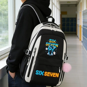 Sacs d'école pour adolescents Six Seven graphique italien Brainrot drôle sac d'université étanche Oxford grande capacité sacs à dos pour jeunes