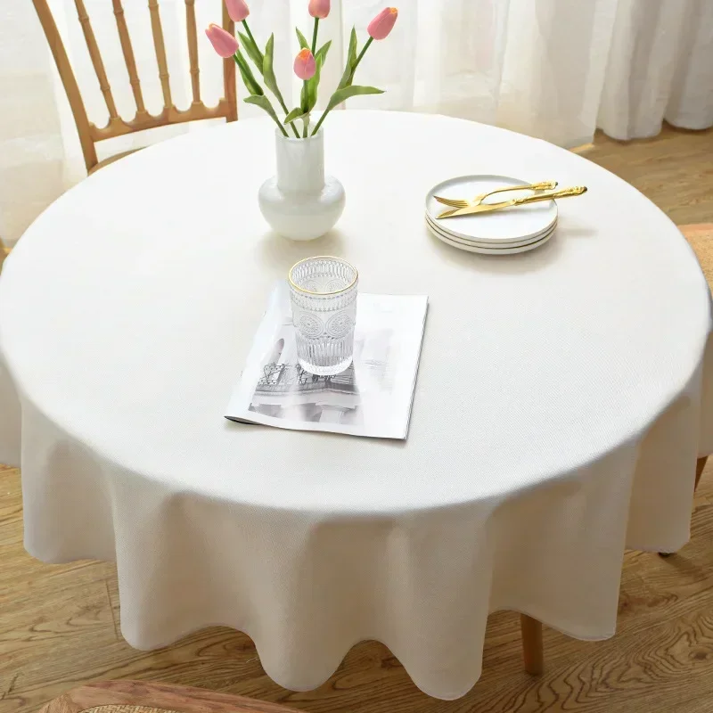 

Plain Cotton and Linen Round Tablecloth Solid Color Table Cover For Table Cloth