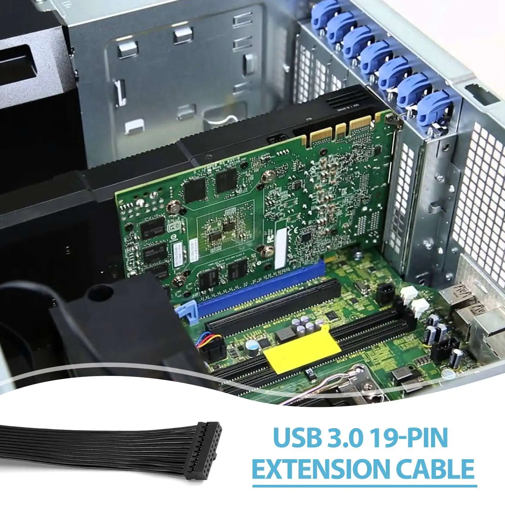 2Pcs Small Mini USB 3.0 19/20Pin Internal Extension Header Adapter Cable USB 20Pin Extension Cable for Motherboard 15Cm