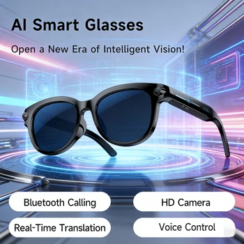 Occhiali Smart AI 2026: Traduzione AI, Chiamate Bluetooth, Lettore Musicale, Controllo Fotocamera, Anti-luce Blu - Uomo Donna