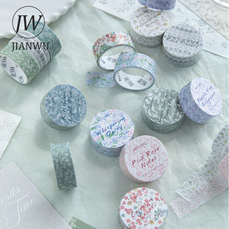 JIANWU 다채로운 꽃 시즌 시리즈 빈티지 꽃무늬 풍경 소재 콜라주 스크랩북 와시 테이프 크리에이티브 저널 문구류
