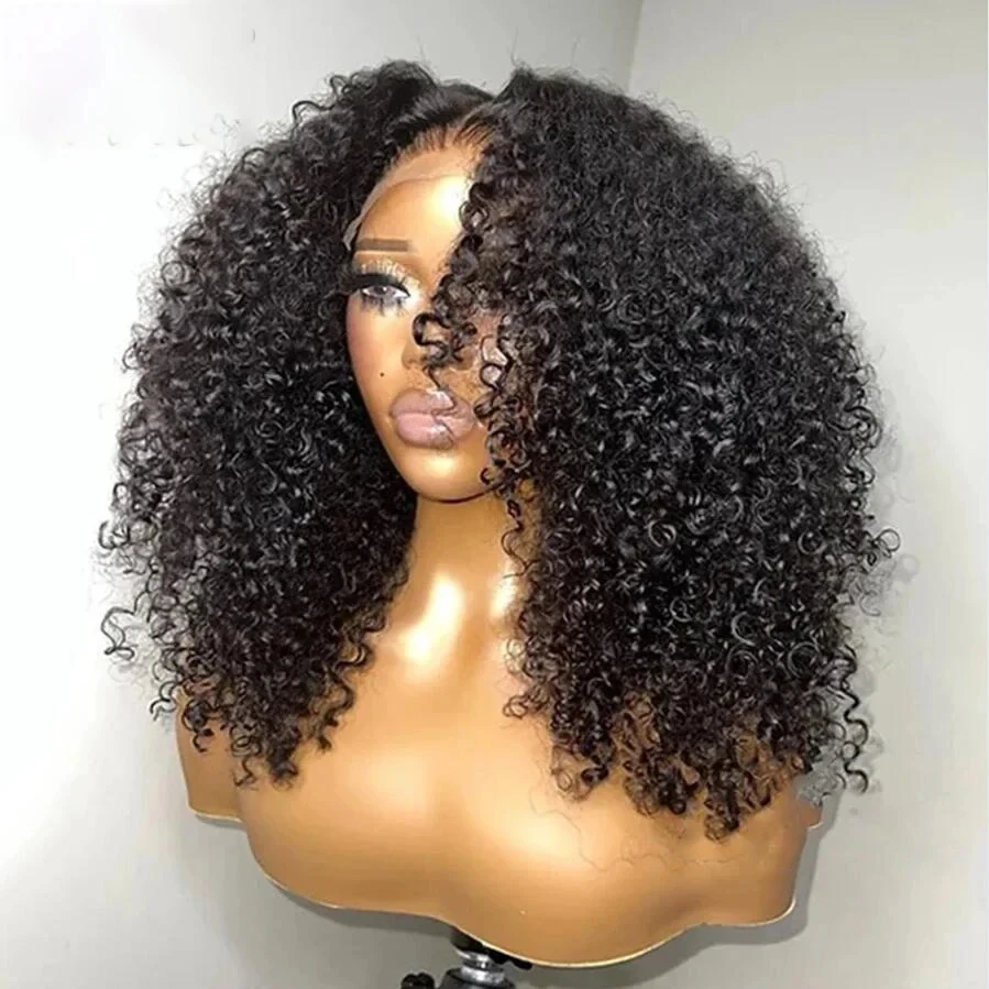 

ZXBMALWIGS Kinky Curly Synthetic Soft Glueless Lace Front Wig Black Women With Baby Hair Preplucked