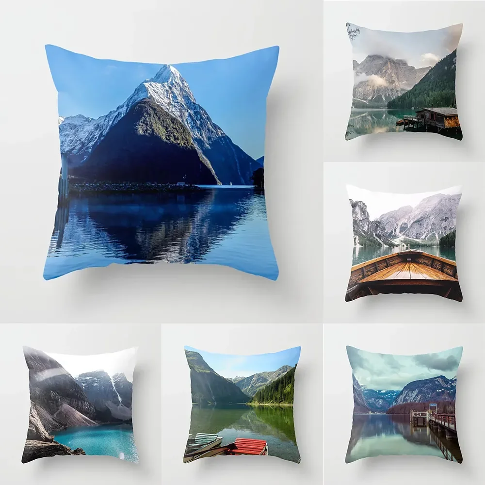 

Наволочка для подушки, украшение для дома, с рисунком природного ландшафта, для спальни, гостиной, 45x45