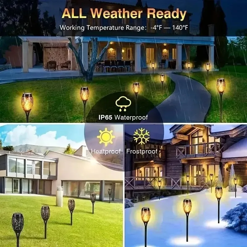 Description Picture 4 of item1/4/6/8pcs 12LED Solar Flame Torch Light Flickering Light Waterproof Garden Decoration Outdoor Lawn Path Yard Patio Floor Lamp