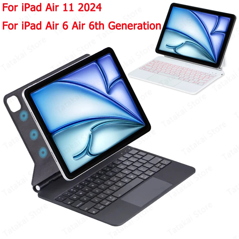 Magic Keyboard Backlit for iPad Air 11 Case 2024 Air 6 11 inch Multi-touch Trackpad for iPad Air 6th Generation Keyboard Case