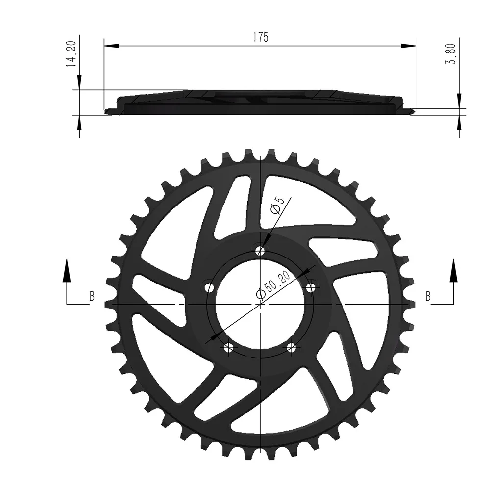 GUSTAVO Electric Bicycle Mid Drive Motor Chainring Chain