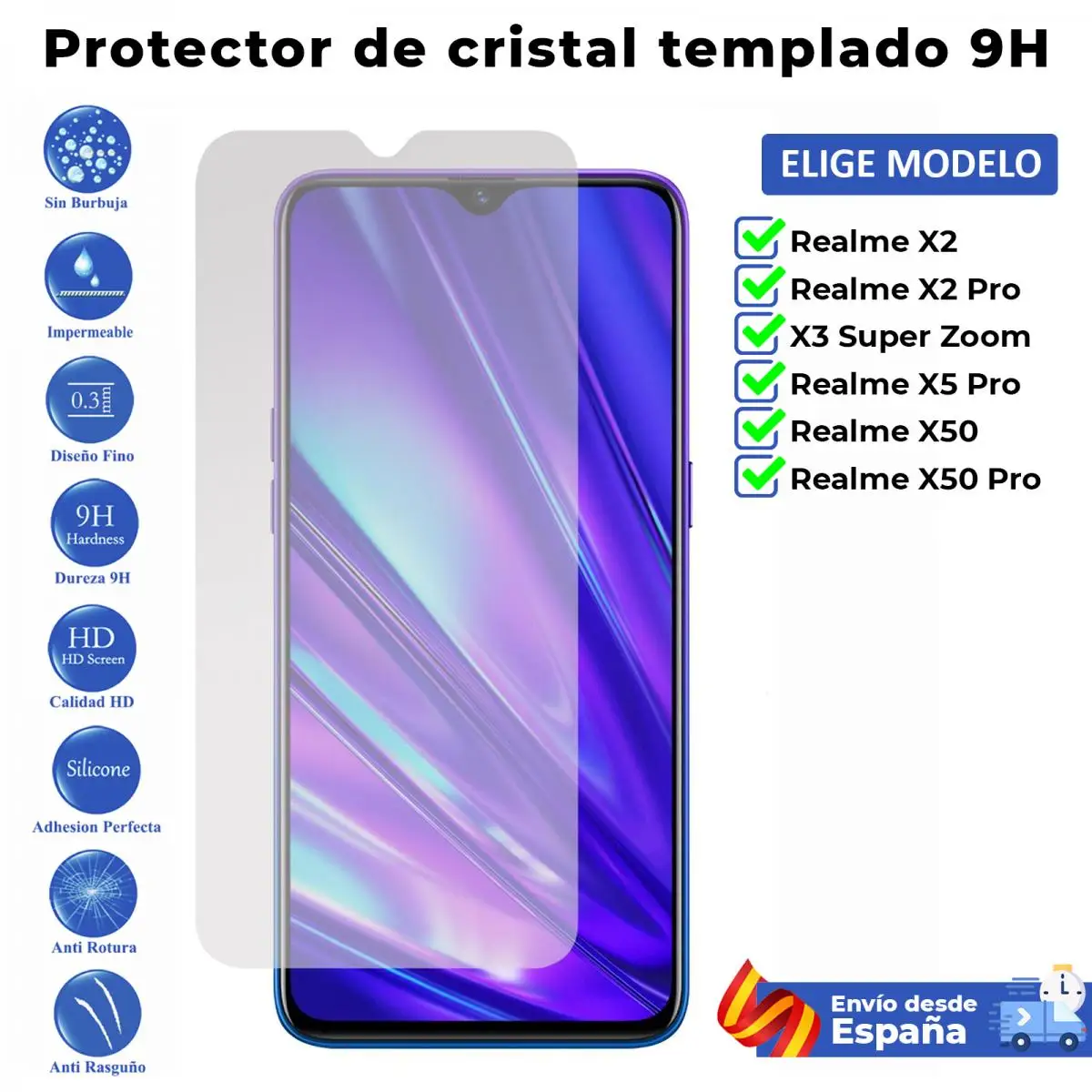 Pellicola Salvaschermo Per Realme X2 X3 X5 X50 Pro Super Zoom. Vetro Temperato Trasparente Per Movil. Scegli Il Modello