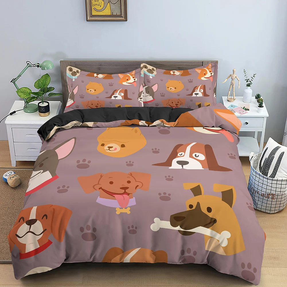 

Пододеяльник с рисунком собаки из мультфильма для подростков, детское одеяло, комплекты постельного белья, мягкий королевский комплект, комплект постельного белья с наволочкой, 2/3 шт.