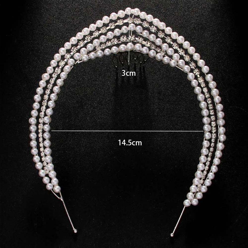 Women Girl Pearl Rhinestone Bohemian Bridal Headband Hair Accessory Headwear