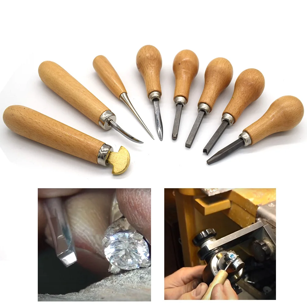Precision Jewelry Bezel Setting Tool with Wooden Handle