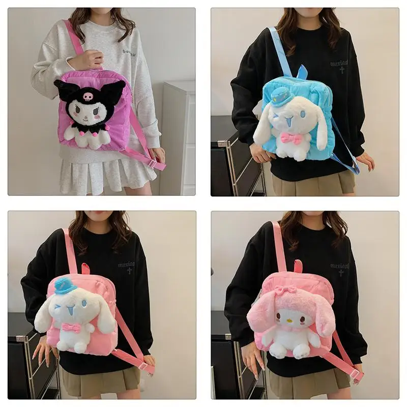 

Новый плюшевый мультяшный Sanrioed Cinnamoroll рюкзак кавайная сумка My Melody модная универсальная сумка для хранения Kuromi женский праздничный подарок