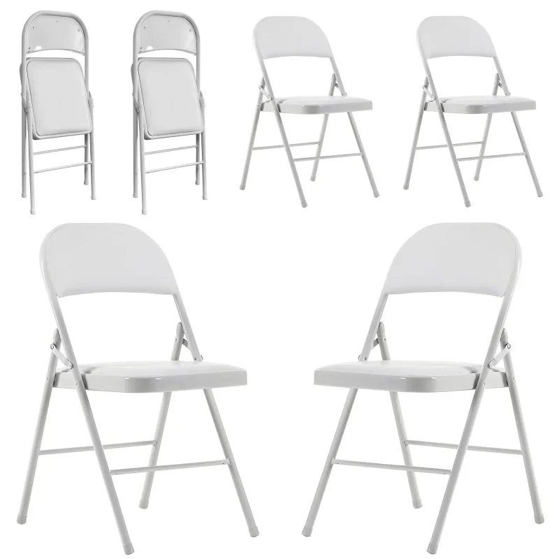 

4 Pack Metal Fabric Padded Folding Chairs, White