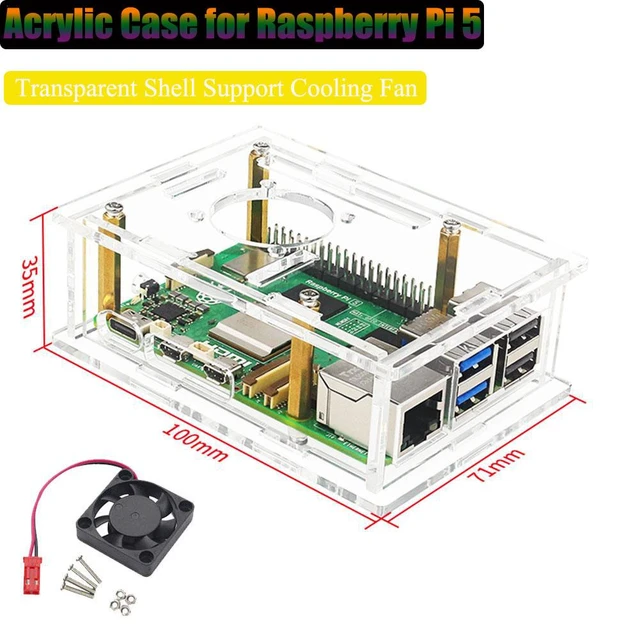 Transparent Clear Case Enclosure Box for Raspberry pi 5 Case Enclosure/