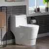 One Piece Toilet with Soft Closing Seat Chair Height 1.28 GPF Dual Water Sensed 1000 Gram MaP Flushing Score Toilet with Chrome 1
