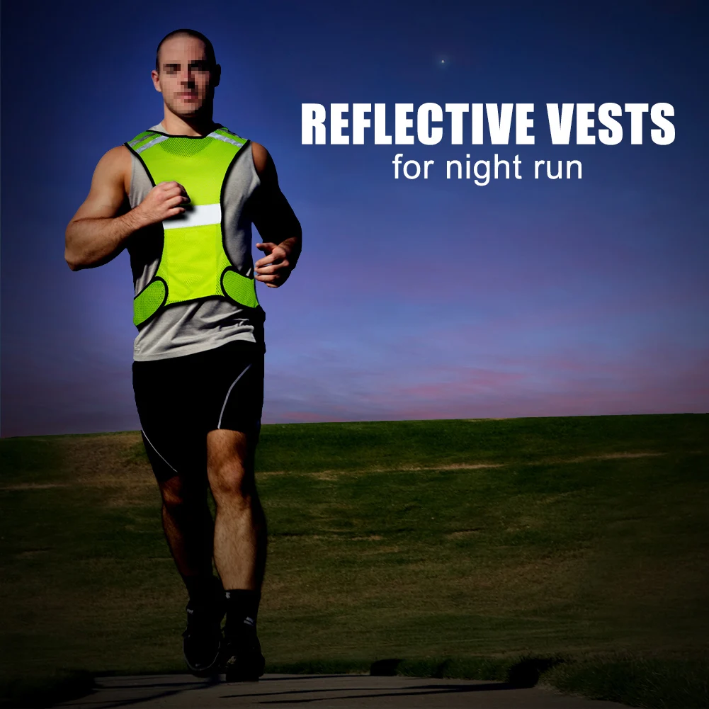 High Visibility Running Vest Breathable Fluorescent Mesh Vest Lightweight Adjustable for Mens Womens Outdoor Night Riding