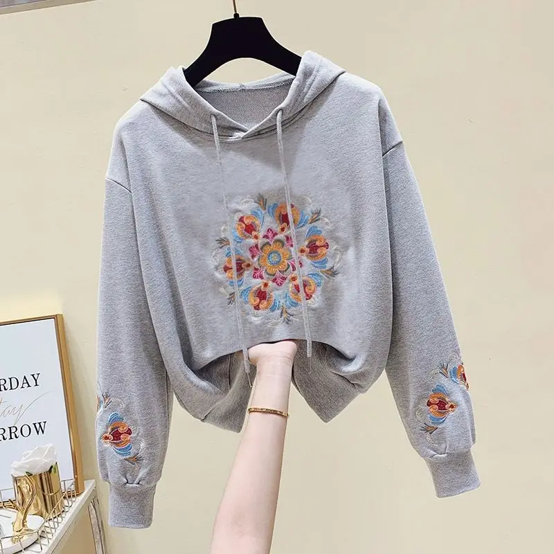 2024 Spring Elegant Fashion Harajuku Slim Fit Female Clothes Loose Casual All Match Outerwear Insert Long Sleeve Hooded Hoodie